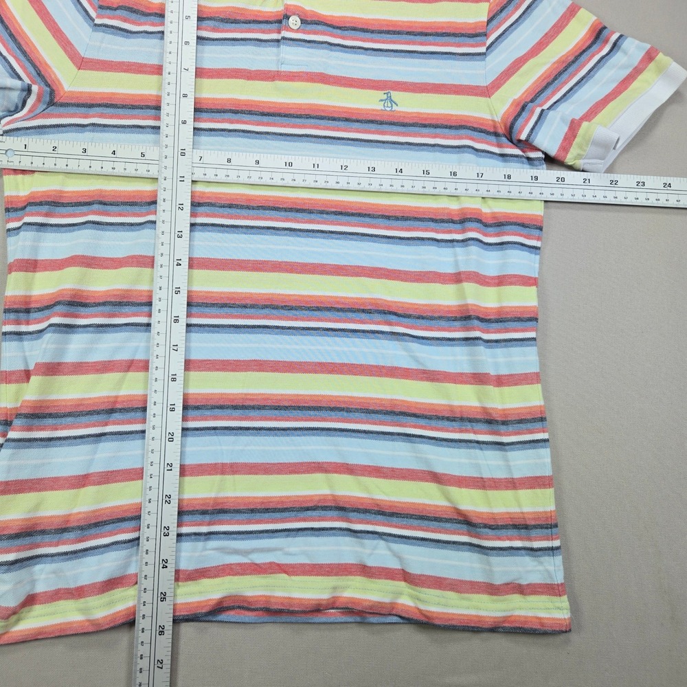 Original Penguin Polo Shirt Striped Short Sleeve Multi Color Mens Size M - Picture 7 of 7